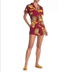 Free People Malibu Romper short Red Combo